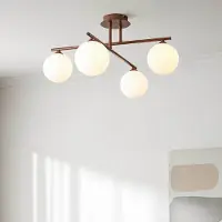LumenXL Moderne draaibare plafondlamp Nymo bruin met melkwit glas, 4-lichts
