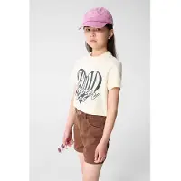 Shoeby rechtvallend T-shirt met print - ecru Meisjes Katoen Ronde hals - maat 98/104