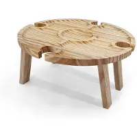 Typecat Houten Opvouwbare Picknicktafel voor Buiten, Draagbaar 2-In-1 Wijnglasrek, Opvouwbaar Bureau, Wijnglasrek, Tafel, Picknickbak