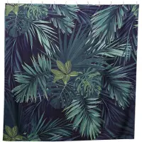 Torribaly Groen Douchegordijn Bladeren Afdrukken Patroon Modern Natuurlijk Plantpatroon Polyester Badkamer Waterdichte Gordijnen