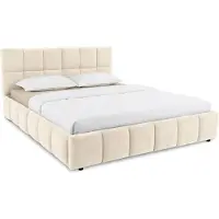 Idimex Gestoffeerd bed EMILIA 140x200 cm met lattenbodem – crèmewit
