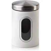 Mondex Wit Metalen Pot met Venster - Koffie, Thee, Kruiden