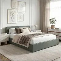 Idimex Gestoffeerd bed MARINI tweepersoonsbed 140x200 cm in groen - gestoffeerd bed met lattenbodem, modern design & stevig houten frame met kunststof poten