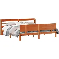vidaXL Bedframe met plank met opslag 2 st Wasbruin Massief Vurenhout