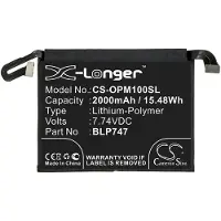 123accu OPPO BLP747 accu (7.74 V, 2000 mAh, huismerk)