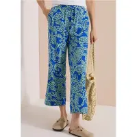 Cecil Dames 7/8-broek met High Waist en Wide Leg pijpen in een Loose Fit pasvorm - Blauw - XXL