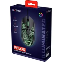 Trust GXT 113 Felox Gaming Muis - USB-A-Kabel - RGB Verlichting - Bedrade Gaming Muis - Programmeerbare knoppen - 6400 DPI - Zwart