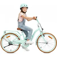 Sun baby FLOWER BIKE RETRO Kinderfiets 20 inch, Fiets voor een meisje 20" - stalen frame, V-brakes, spatborden, kettingkast, verlichting, bel, verstelbaar - Mint