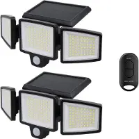 Auronic Solar Buitenlamp met Bewegingssensor - Wandlamp met Sensor - Zonne-energie - 210 LED's - IP65 - 2 Stuks - Zwart