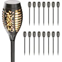 HOFTRONIC™ 16-PACK Avon Fire LED Solarlamp tuinfakkel met vlammeneffect incl. schemersensor 2200K IP65 (50cm)