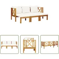 The Living Store De Living Store tuinbank met 3 zitplaatsen, inclusief kussens, is 179 cm breed en gemaakt van massief acaciahout