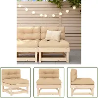 The Living Store Tuinset - Middenbank - Middenbank met kussens massief grenenhout - Lounge Stoel - Houten Bank - Balkon Meubel