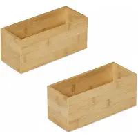 Relaxdays organizer bakjes bamboe - set van 2 - make-up - bureau - 9,5x23x9 cm