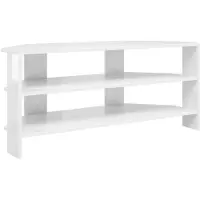 vidaXL HoekTVKabinet 100 x 40,5 x 45 cm Hoogglans Wit Bewerkt hout