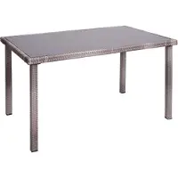 Mendler Poly-rotan tafel -G19, tuintafel/balkontafel, 120x75 cm ~ grijsbruin