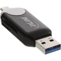 InLine USB3.0 dubbele kaartlezer, USB A en Micro-USB 2.0 voor SDXC en microSDXC