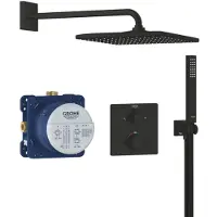 GROHE Regendoucheset Precision Inbouw Thermostaat Perfect Doucheset met Rain Mono 310 Cube Mat Zwart