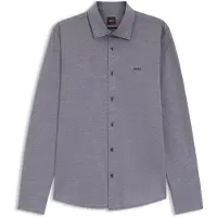 BOSS Slim-fit overhemd van gemêleerde katoenen jersey Maat S