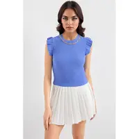 Big Dart Geribbelde Mouwloze Crew Neck Blouse