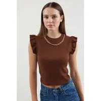 Bigdart Geribbelde Mouwloze Crew Neck Blouse