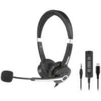 Hamlet professionele binaurale headset met microfoon, model HHEADM-UJX, met USB-A, USB-C en 3,5 mm aansluiting