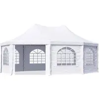 TOOLPORT pagodetent paviljoen 5x6,8m snel & eenvoudig te monteren met vensters - robuust PVC-zeil 700 wit