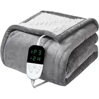 Quality Heating Elektrische omslagdeken 1 persoons 180x150 cm - Fleece - Grijs -