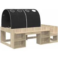 vidaXL Bedframe met Tunnel 3 st Sonoma Eiken en Zwart Bewerkt hout