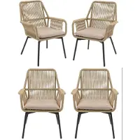 Lesli Living Silas - Tuinstoel - Ergonomisch - Beige (4 stuks)