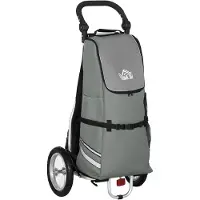 Fortuna Lai Aanhanger voor fietsen en boodschappenwagen, 2-in-1. Voor fietsen, met verbindingshaken, 24,3 kg, 55 liter, aluminium + Oxford-materiaal, grijs + zilver, 53x43x110 cm