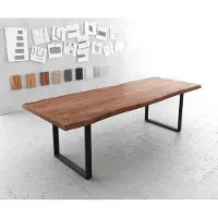 DELIFE Eettafel Edge acacia bruin 260x100 XL zwart metaal Live-Edge