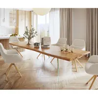 DELIFE Eettafel Edge 300x100 XL acacia natuur glas Live-Edge