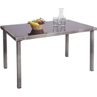 Mendler Poly-Rattan tuintafel HWC-G19, balkon- of tuintafel, 120x75 cm grijs-bruin