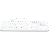 GETT GCQ CleanType Prime Touch+: Siliconen toetsenbord met touchpad, numeriek keypad, magneten, IP65 bescherming, USB-aansluiting. Kleur: wit. Layout: Zwitsers