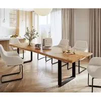 DELIFE Eettafel Classic-Edge 300x100 acacia natuur frame hoekig metaal zwart