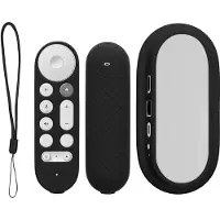 Kwmobile hoes voor afstandsbediening en streamingapparaat - Beschermcase geschikt voor Google TV Streamer 4K - Van silicone in zwart