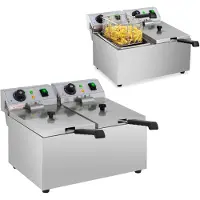 Royal Catering Dubbele elektrische friteuse, geschikt voor professioneel gebruik, 230 V, 2 x 3200 W, 2 x 8 liter