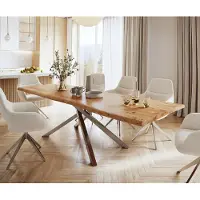 DELIFE Eettafel Edge 280x100 XL acacia natuur kruisframe rechthoek roestvrij staal Live-Edge