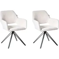 Beliani CINEY - Eetkamerstoel set van 2 - Gebroken wit - Polyester