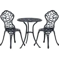 Outsunny - Bistroset - met 2 Stoelen - Weerbestendig - Zwart
