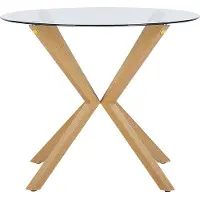 Beliani ALTURA - Ronde eettafel - Lichte houtkleur - 90 cm - Veiligheidsglas