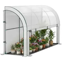 Outsunny -Kunststoff, Stahl-Weiß-300L x 80B x 157H cm-Gewächshaus