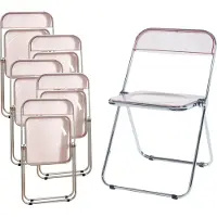 En.casa Klappstoren 'Pornainen', set van 6, stalen frame, roze, transparant