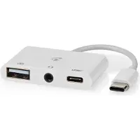 Nedis Usb Multi-port Adapter - Usb-c Mannelijk Naar 3,5mm Stereo-uitgang - 20cm - Wit
