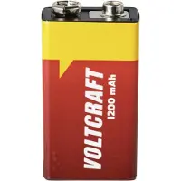 Voltcraft VC-9V-Li-1200mAh: 9V lithiumblokbatterij, Li-SoCl2 technologie, 1200 mAh, 1 stuk.