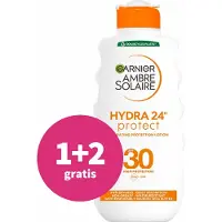 Garnier 1+2 Gratis: Ambre Solaire Hydra 24 Zonnebrandmelk Spf 30 200 Ml