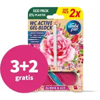 Ambi Pur 3+2 Gratis: Toiletblok Roos & Lelie 2 Stuks