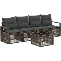 vidaXL Tuinbank Set 5 st Grijs poly rattan