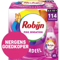 Robijn 6x Klein & Krachtig Wasmiddel Pink Sensation 19 Wasbeurten 665 Ml