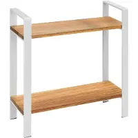 Wenko Keukenrek Louisa Recht model in mat wit staal en FSC gecertificeerd acaciahout 32x33x11cm - 2 niveaus - Keukenrek Staand - Keukenorganizer